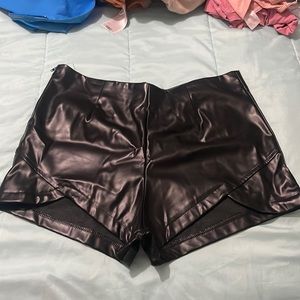 Faux leather shorts